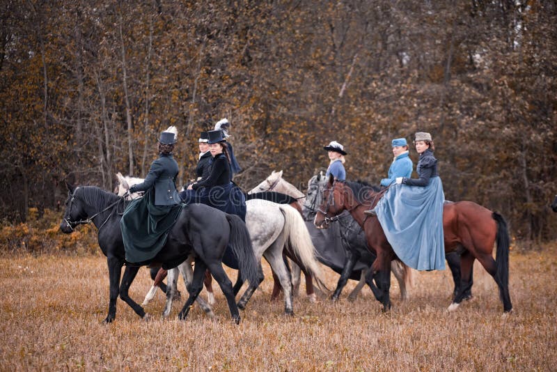 Horse-hunting with ladies in riding habit