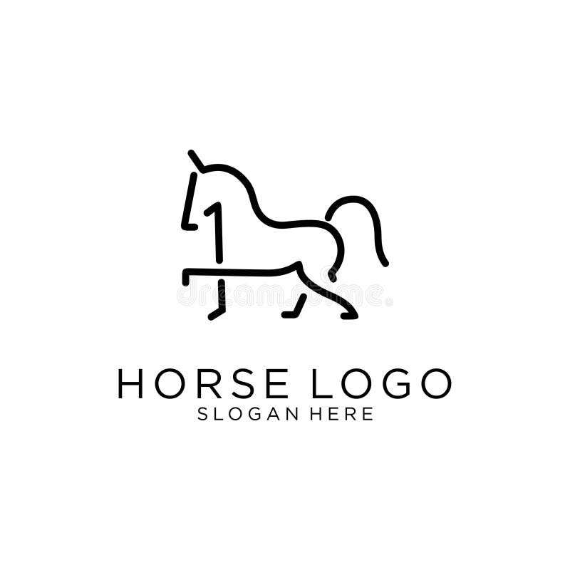 Horse Logo Design Vector Illustration. Line Art Horse Logo Design Stock