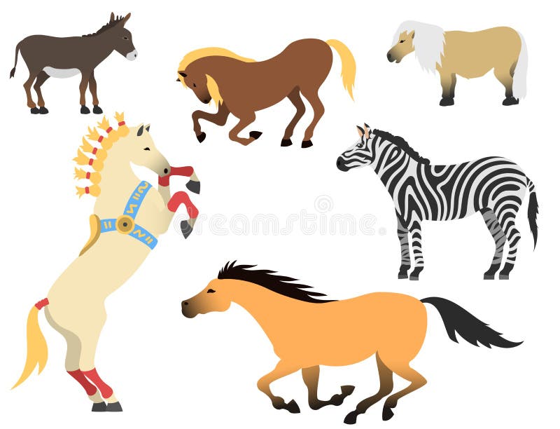 Horse Pony Stallion Isolated Different Breeds Color Farm Equestrian Animal  Characters Vector Illustration. Stock Vector - Illustration of equestrian,  horse: 91581864