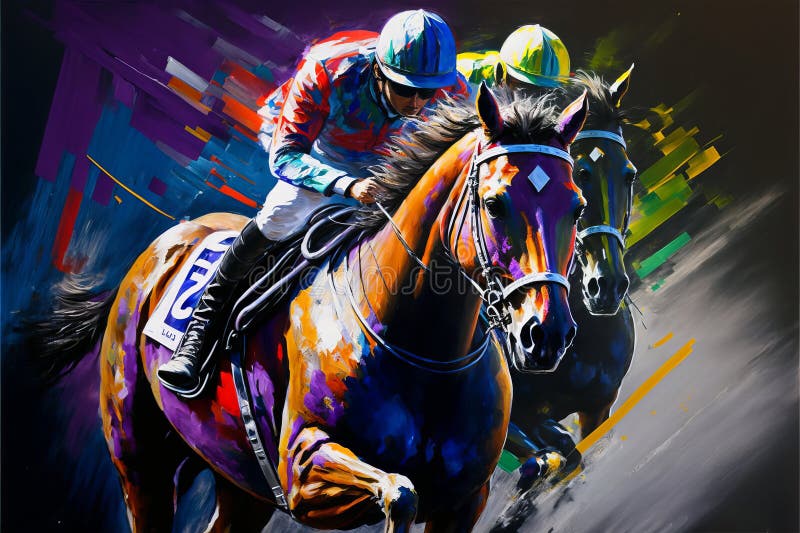 Horse Racing on a Colorful Abstract Background. AI Generated Stock ...