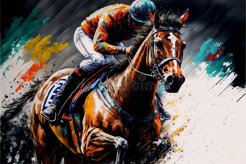 Horse Racing on a Colorful Abstract Background. AI Generated Stock ...