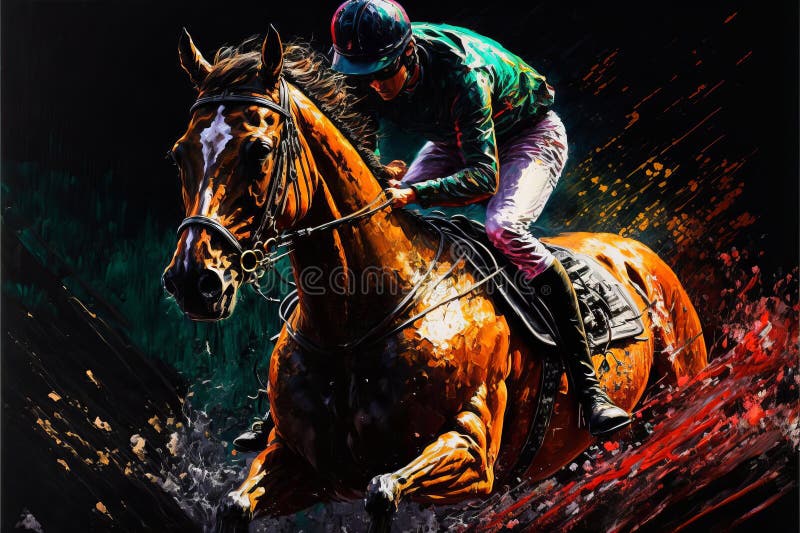 Horse Racing on a Dark Abstract Background. AI Generated Stock ...