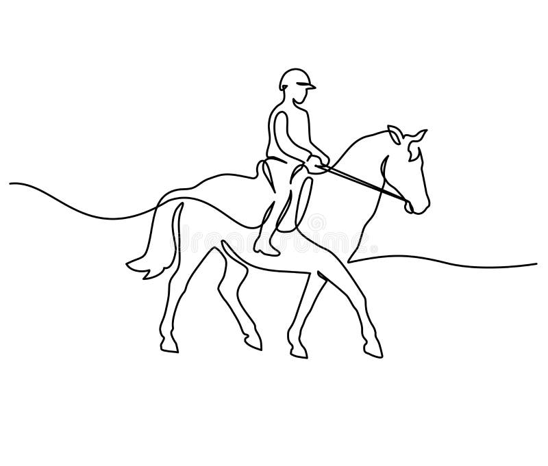 Horse and Rider on Horseback Logo. Continuous One Line Drawing Stock ...