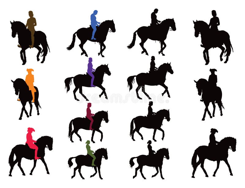 Horse rider silhouettes collection