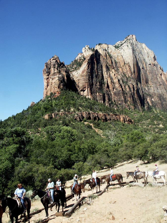 Horse riders in Zion Canyon