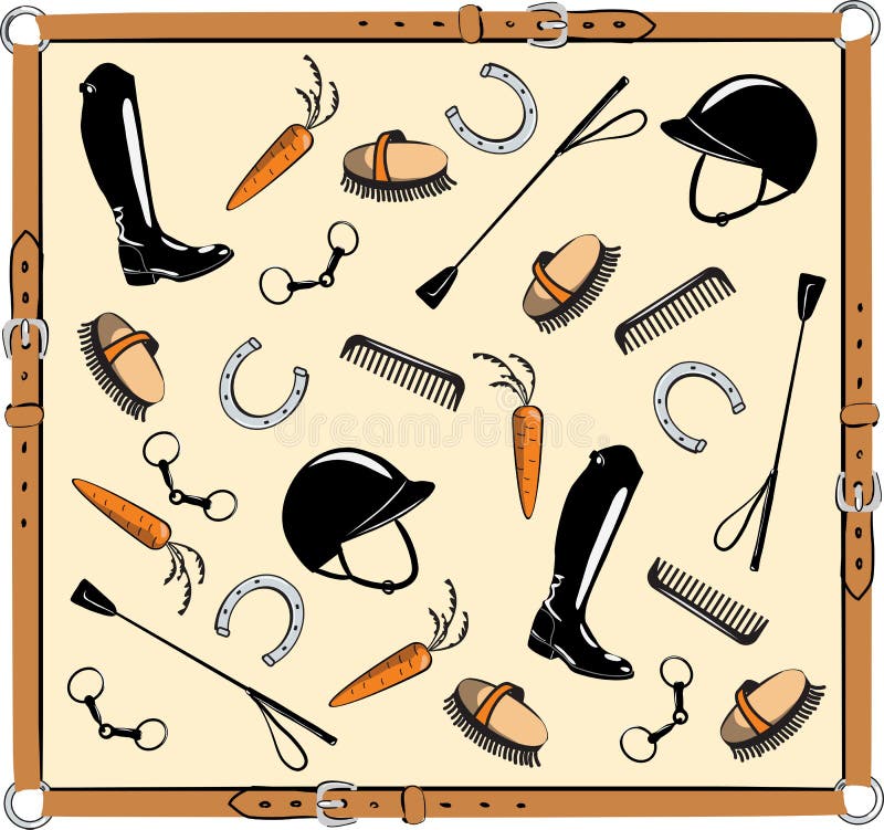 Horse riding tack. stock vector. Illustration of helmet 91378723