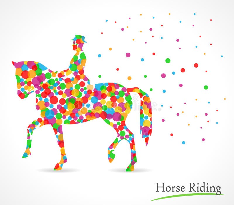 Horse Riding Vector Illustration With Polka Dot Background Stock Vector ...