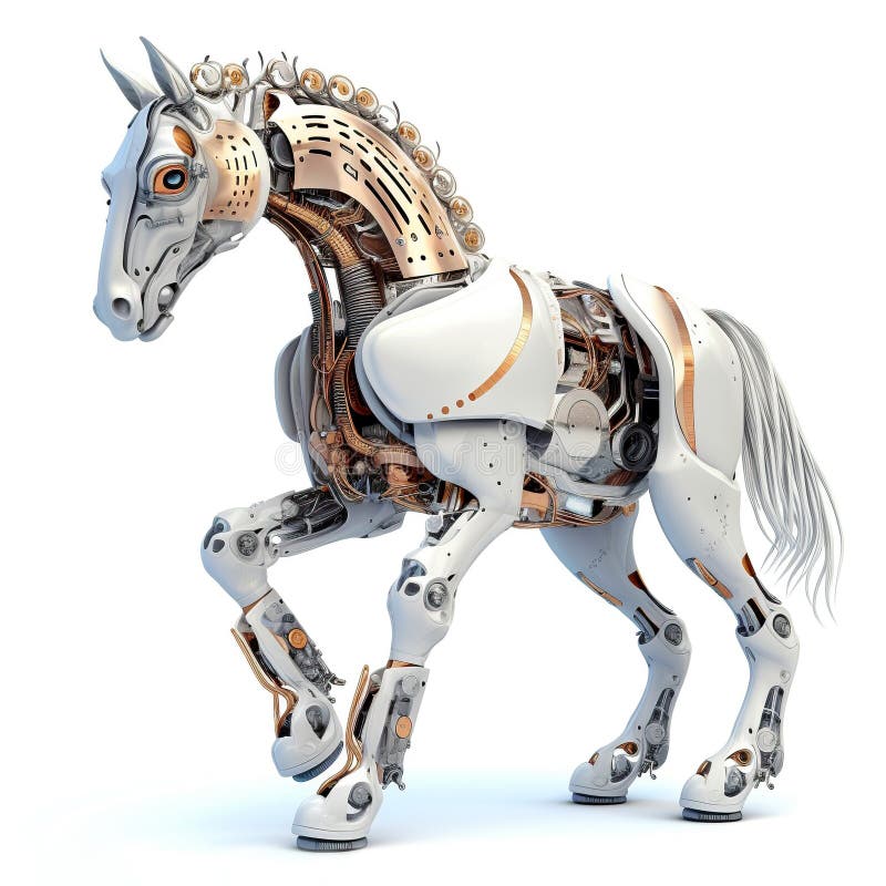 Horse Robot, Robotic Animal Isolated Over White Background. Created with  Generative Ai Stock Illustration - Illustration of full, equine: 278961390