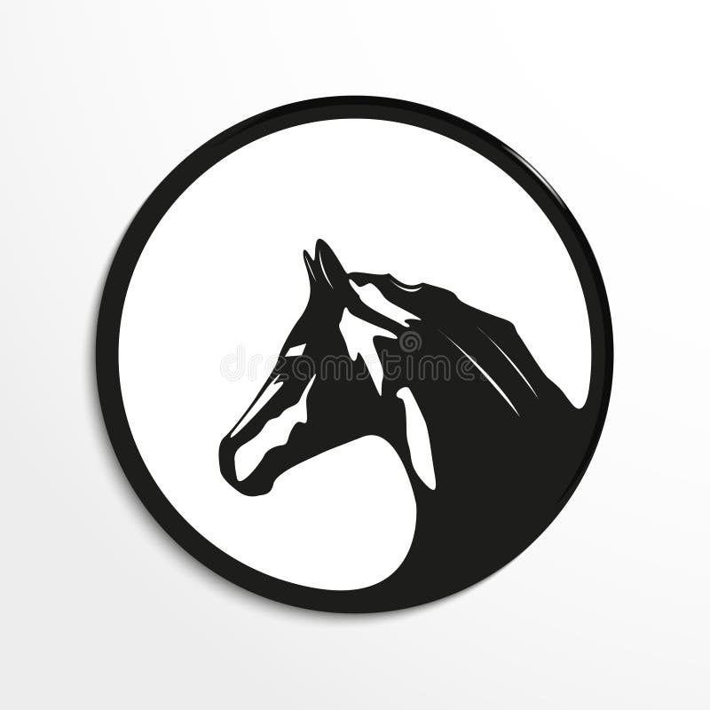 Horse`s head. Vector illustration. Black and white view.