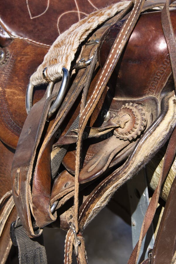 Horse Saddle on a Rail royalty free stock images
