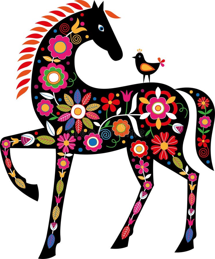 Horse with Slovak folk ornaments