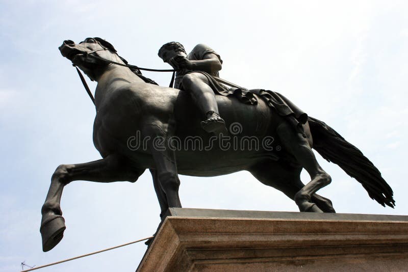 Horse statue in the city of Casale Monferrato .Piemonte Italy