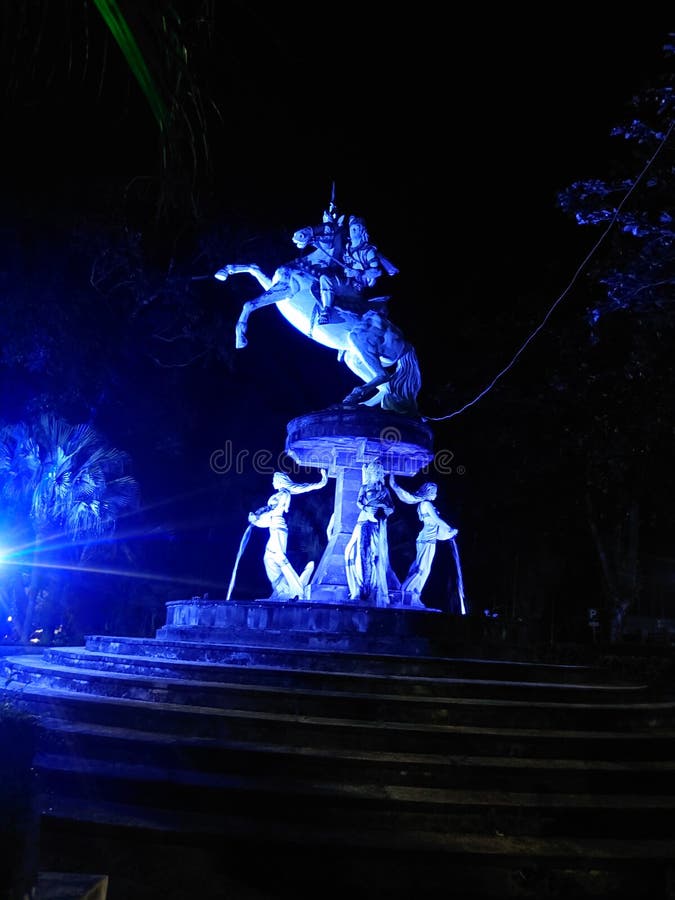 Horse Statue with Blue Light Stock Photo Image of blue, reflection