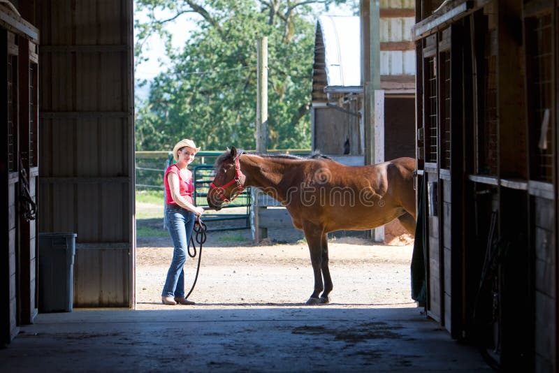 Horse and Trainer at Farm- horizontal
