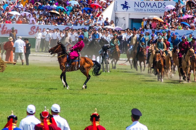 Horseback riders at Nadaam Opening Ceremony stock images Horseback riders at Nadaam Opening Ceremony stock images
