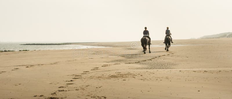 Horseback riding on the beach early in the morning