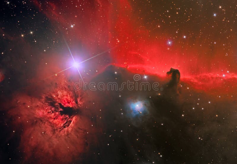 HorseHead e nebulosa da flama imagens de stock royalty free HorseHead e nebulosa da flama imagens de stock royalty free