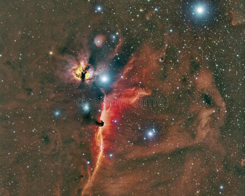 HorseHead and Flame Nebula stock image. Image of solar 27967889