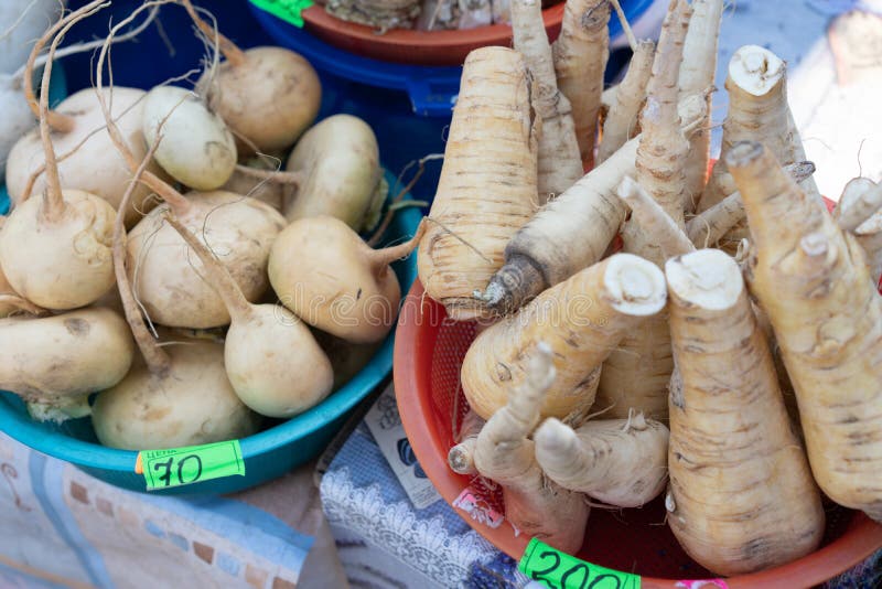 Horseradish on the Counter for Sale Stock Photo Image of purchase