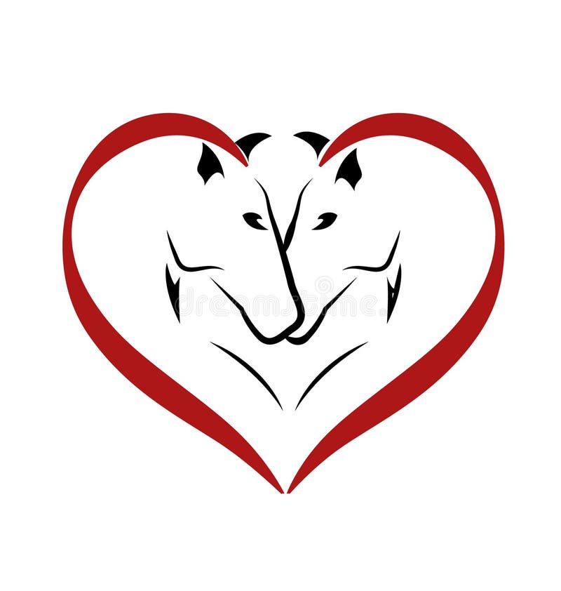 Horses in love logo vector illustration