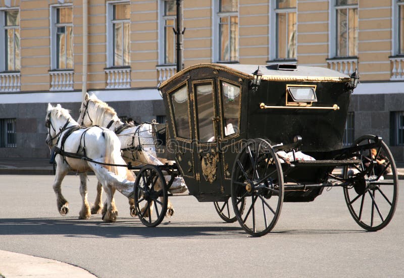 Horses pulling carriage stock photo. Image of transport 11203442
