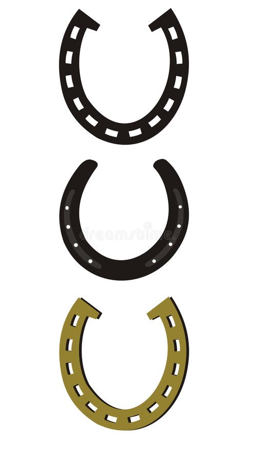Tre tipi di ferro di cavallo, simbolo di fortuna.