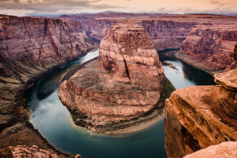 Horseshoe bend in sunset stock image. Image of landscape 70005349