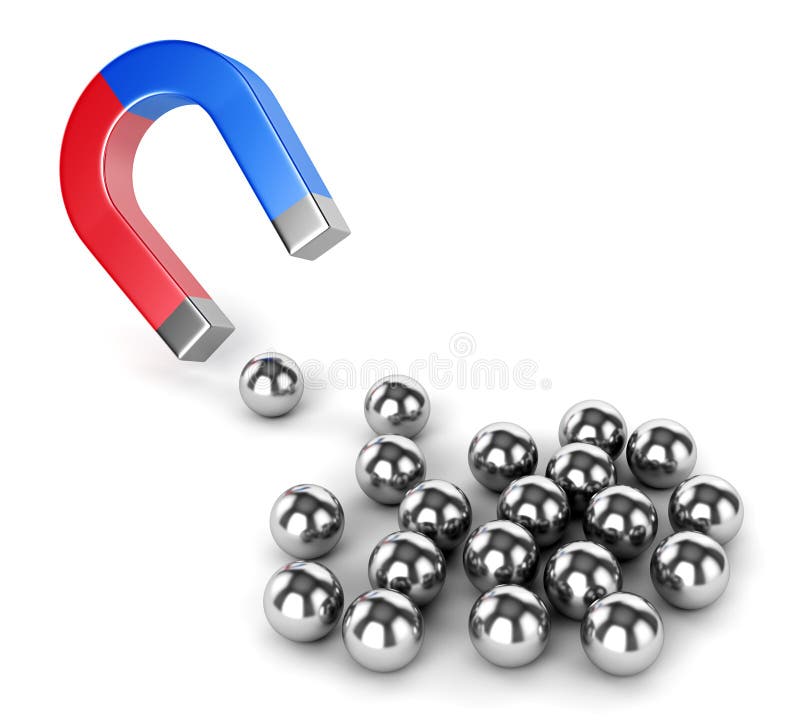 Horseshoe magnet and metal balls royalty free illustration
