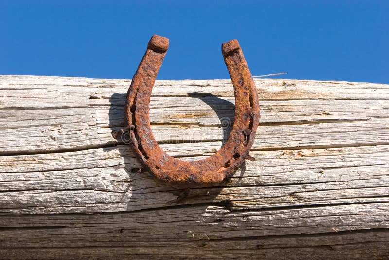 Horseshoe on the wood fence