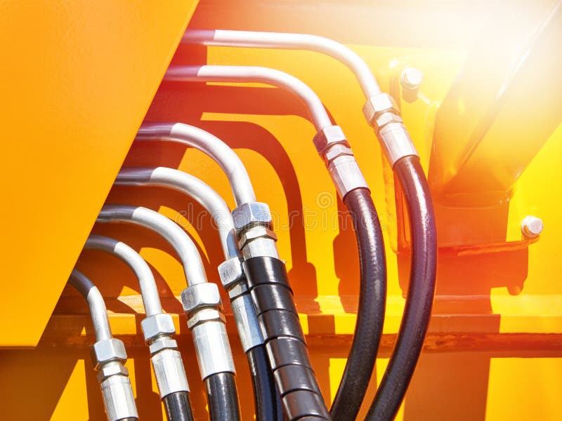Hoses of hydraulic stock photo. Image of orange, hoses 271503858