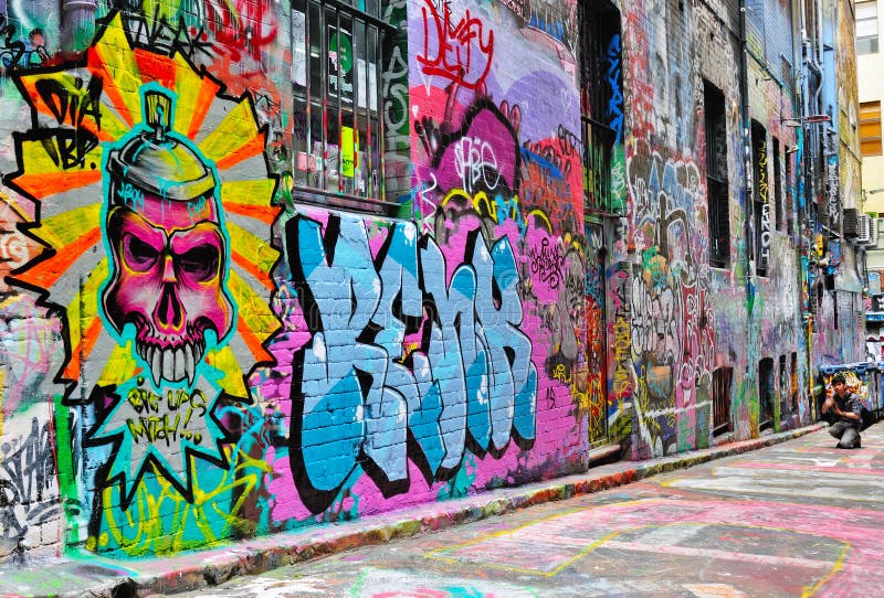Hosierweg-Straßenkunst in Melbourne stockfotos Hosierweg-Straßenkunst in Melbourne stockfotos