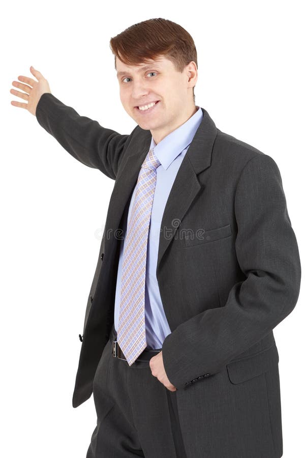 Hospitable Businessman in a Business Suit Stock Image Image of people