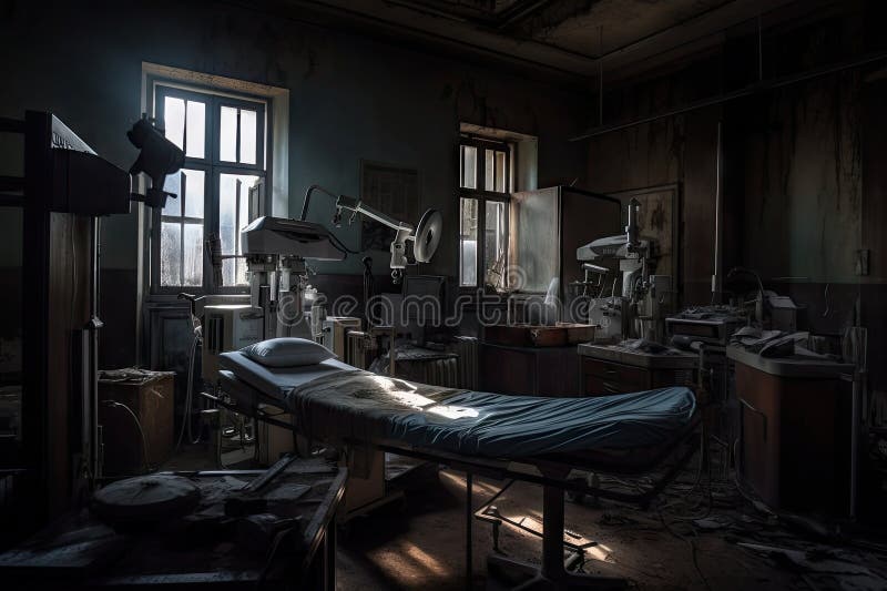 horror e sala de cirurgia abandonada assustadora no hospital