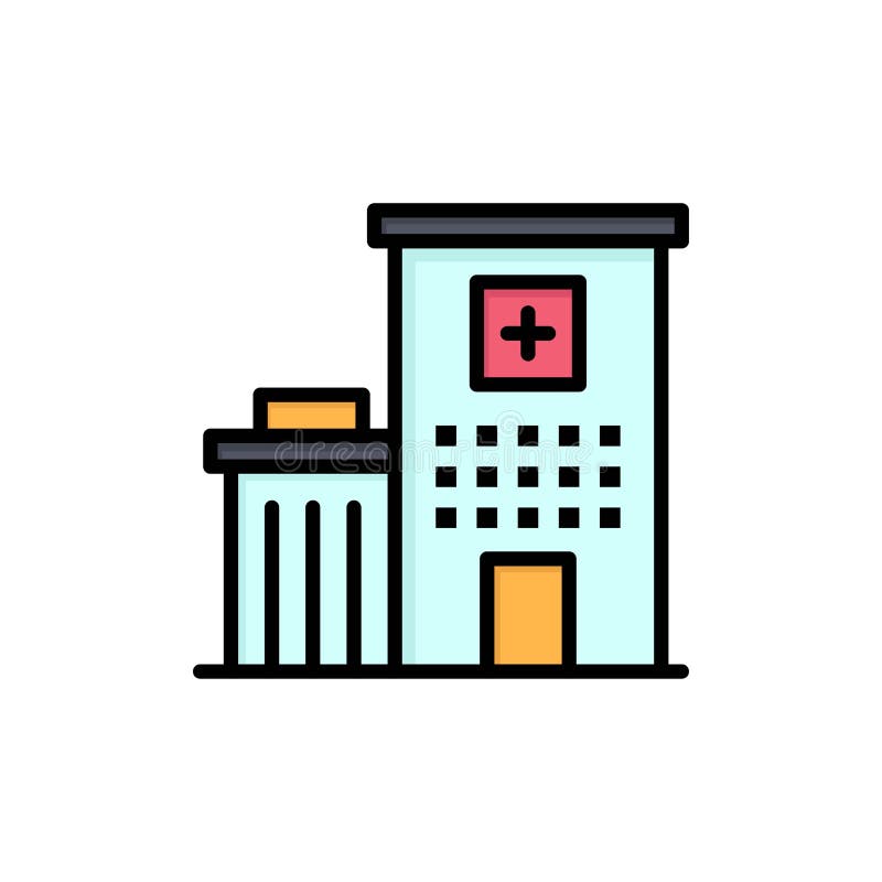 Hospital, Building, Clinic, Medical Flat Color Icon. Vector icon banner Template royalty free illustration Hospital, Building, Clinic, Medical Flat Color Icon. Vector icon banner Template royalty free illustration