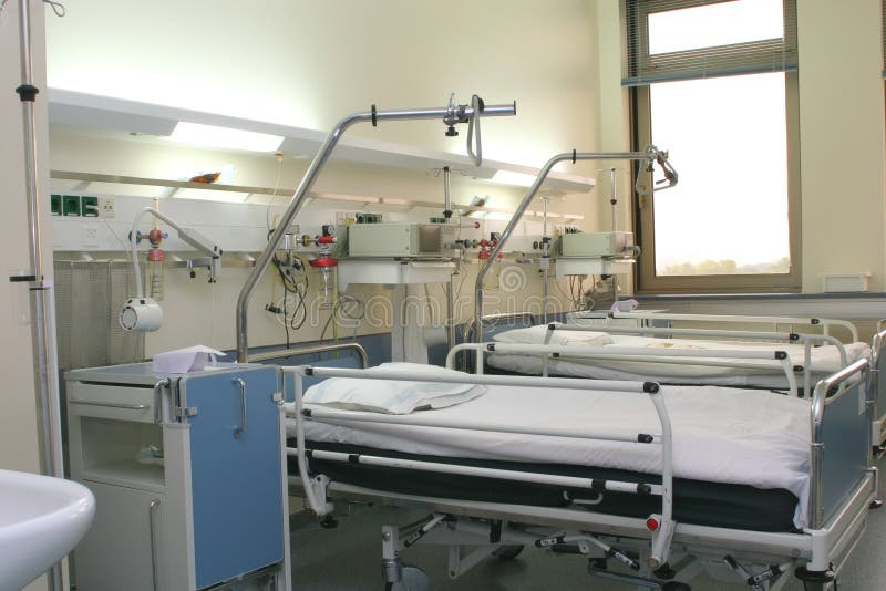 Hospital chamber with cardiology equipment stock image