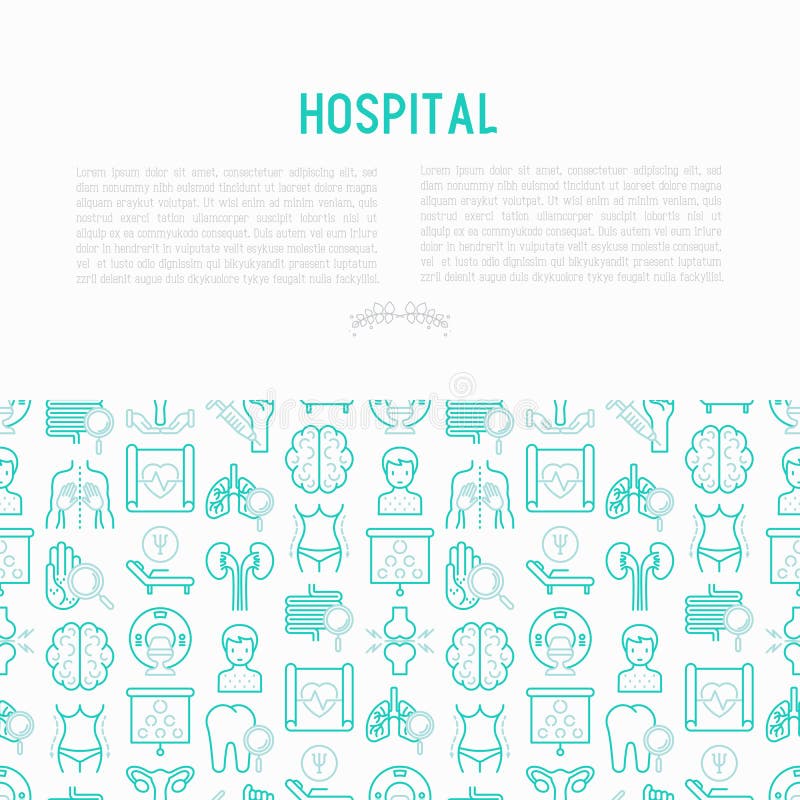 Hospital concept with thin line icons