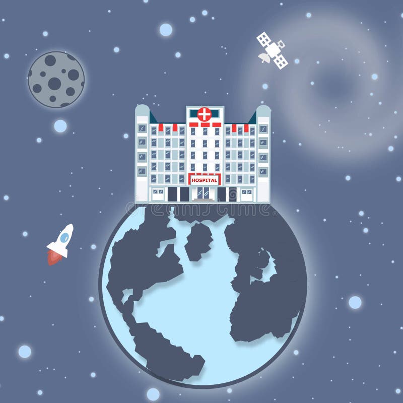 Hospital do espaço global ilustração royalty free Hospital do espaço global ilustração royalty free