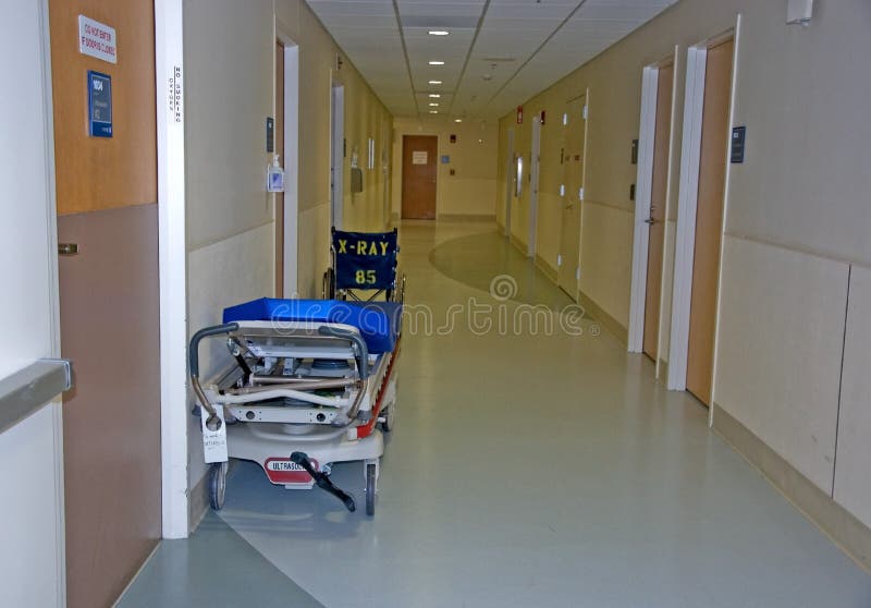 Hospital Gurney & Wheelchair in Hallway