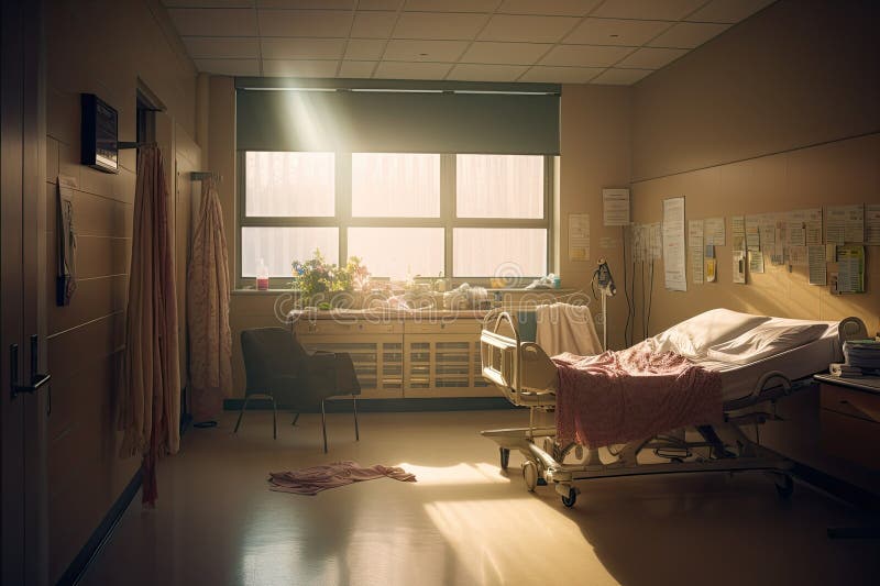 A Hospital Room with a Bed and a Window Stock Photo Image of home