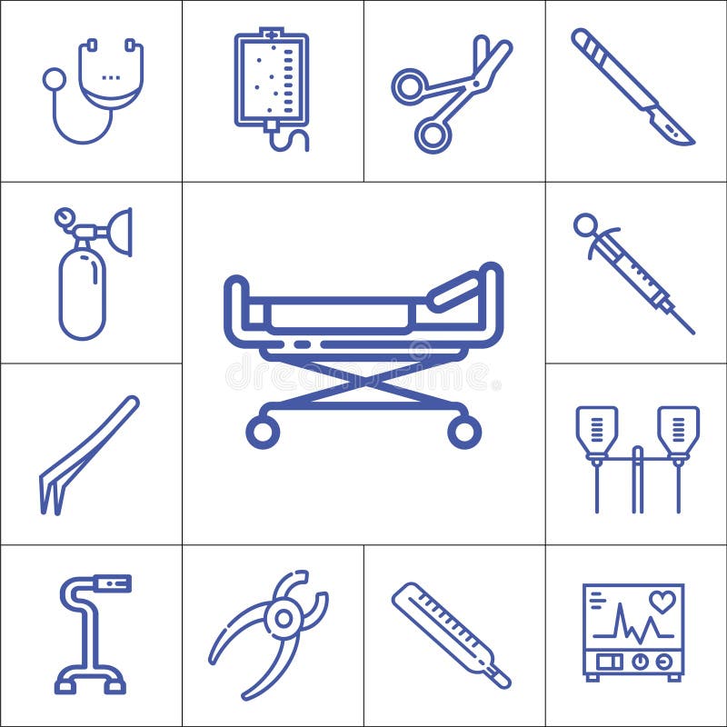 Hospital tools or accessories linear vector icon s