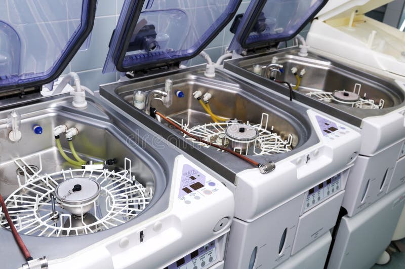 Hospital washing machines stock images
