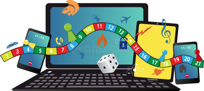 Hosting an on-line game night vector illustration