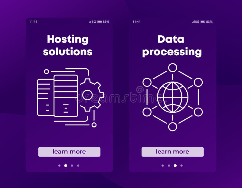 Hosting solutions banners for social media and web vector illustration