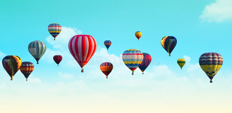 Hot Air Balloon Over the Pastel Sky Background. Stock Image - Image of  holiday, nature: 121464359