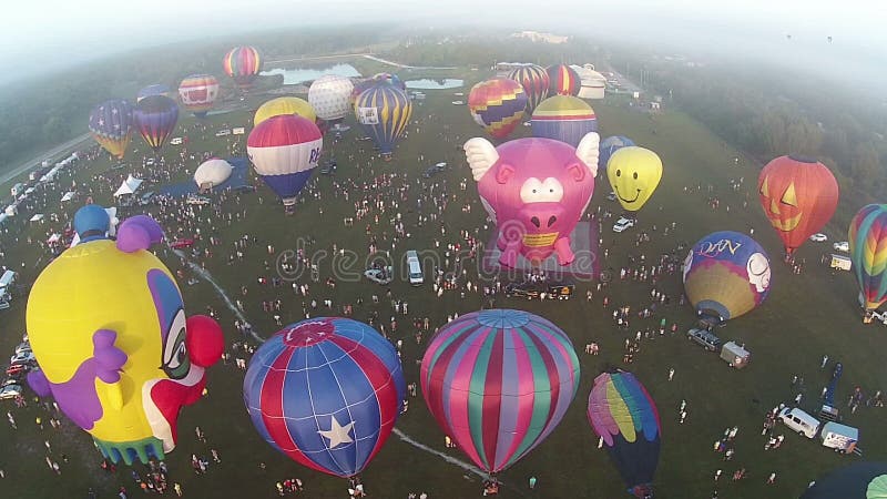 Hot air balloons festival aerial view