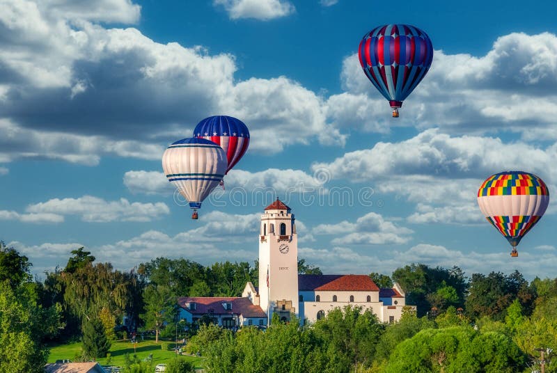 Hot Air Balloons Float of the Boise Train Depot Stock Image Image of