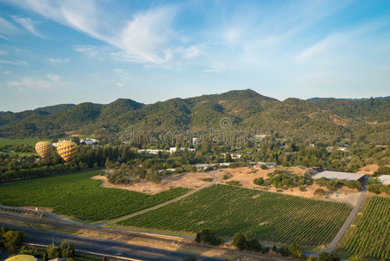 Hot Air Balloons Floating Above Vineyards stock photos Hot Air Balloons Floating Above Vineyards stock photos
