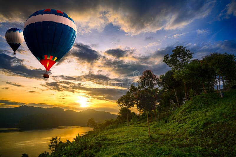 Hot air balloons floating