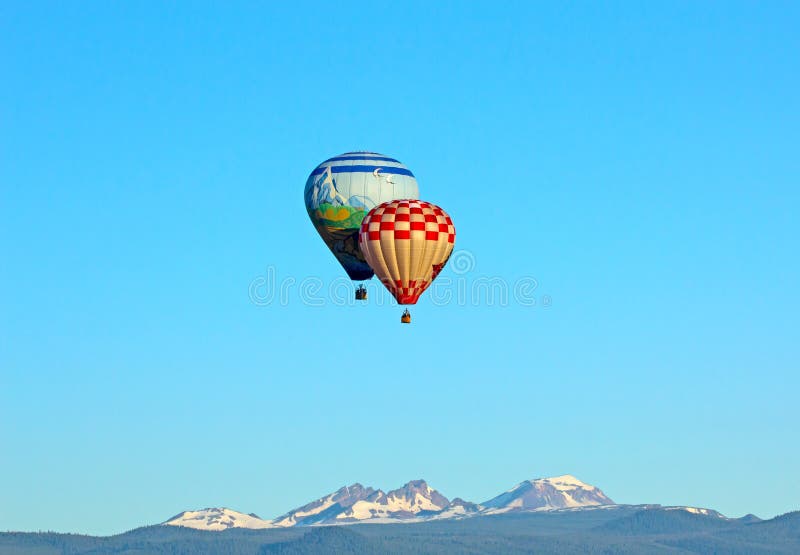 Hot Air Balloons Over Cascade Mountains