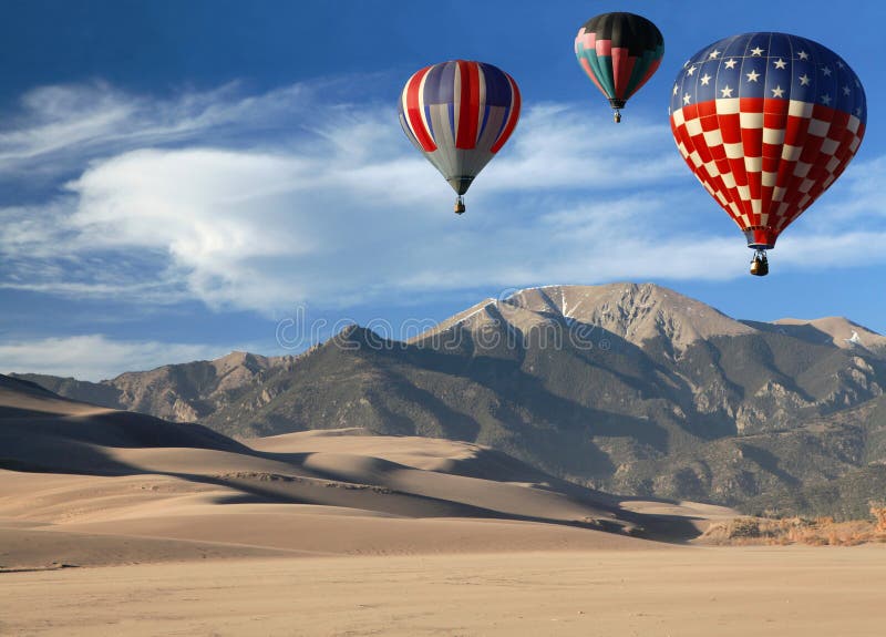 Hot Air Balloons over Mountainous Colorado Landscape. Hot Air Balloons over Mountainous Colorado Landscape